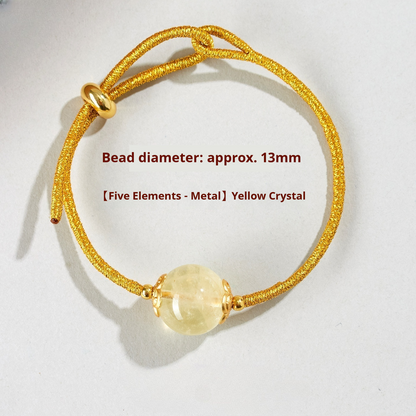 Five Elements Metal Yellow Crystal Cord Bracelet