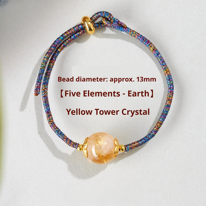 Five Elements Earth Yellow Tower Crystal Cord Bracelet