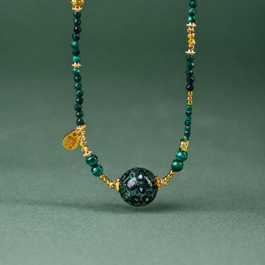 Wood Element — Emerald Growth Chinese Lacquer Bead Necklace
