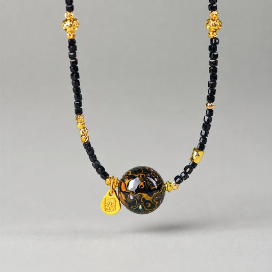 Water Element — Mystic Wisdom Lacquer Bead Necklace